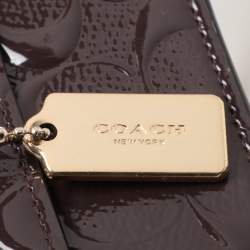 Pre Owned Coach Brown Logo Embossed Patent Leather Bowery Crossbody Bag