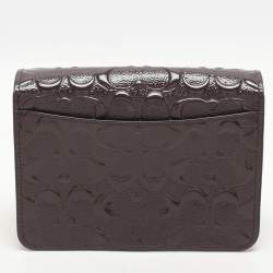 Pre Owned Coach Brown Logo Embossed Patent Leather Bowery Crossbody Bag