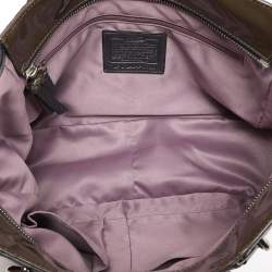 Coach Olive Green Op Art Embossed Patent Leather East West Gallery Tote