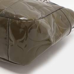 Coach Olive Green Op Art Embossed Patent Leather East West Gallery Tote