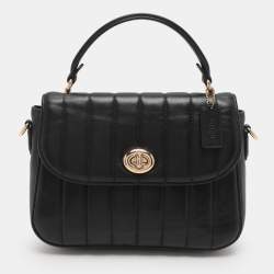 Coach Black Quilted Leather Top Handle Bag