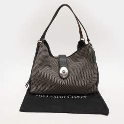 Coach Black/Beige Canvas And Leather Carlyle Shoulder Bag