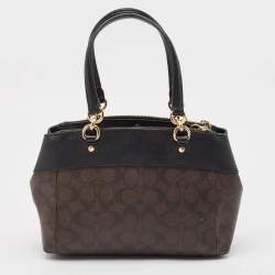 Coach Brown/Black Signature Coated Canvas Mini Brooke Carryall Satchel