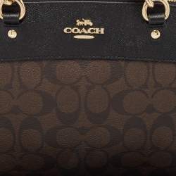 Coach Brown/Black Signature Coated Canvas Mini Brooke Carryall Satchel