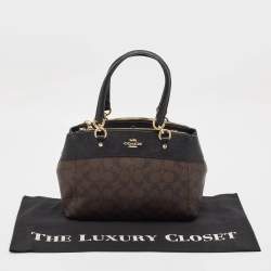 Coach Brown/Black Signature Coated Canvas Mini Brooke Carryall Satchel