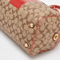 Coach Beige/Orange Signature Coated Canvas and Leather Duffel Bag