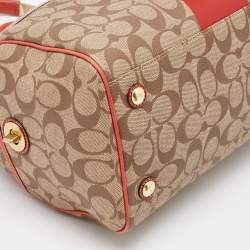 Coach Beige/Orange Signature Coated Canvas and Leather Duffel Bag