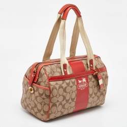 Coach Beige/Orange Signature Coated Canvas and Leather Duffel Bag