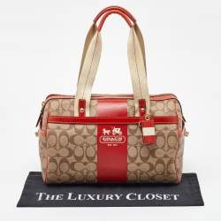 Coach Beige/Orange Signature Coated Canvas and Leather Duffel Bag