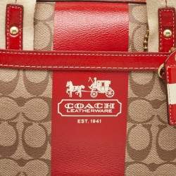 Coach Beige/Orange Signature Coated Canvas and Leather Duffel Bag