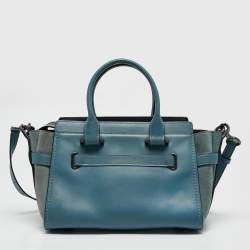 Coach Two Tone Blue Leather and Suede Swagger 27 Carryall Satchel