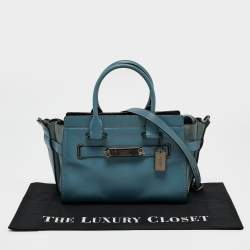 Coach Two Tone Blue Leather and Suede Swagger 27 Carryall Satchel
