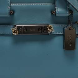 Coach Two Tone Blue Leather and Suede Swagger 27 Carryall Satchel
