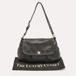 Coach Black Leather Flap Shoulder Bag