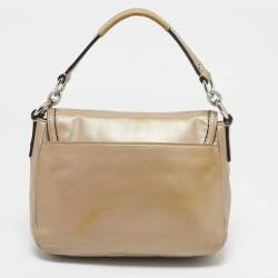 Coach Metallic Beige Leather Taylor Flap Bag