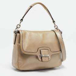 Coach Metallic Beige Leather Taylor Flap Bag