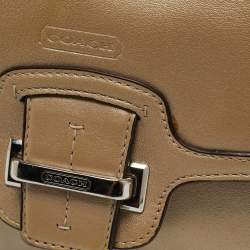 Coach Metallic Beige Leather Taylor Flap Bag