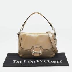 Coach Metallic Beige Leather Taylor Flap Bag