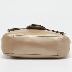 Coach Metallic Beige Leather Taylor Flap Bag