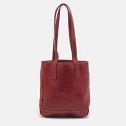 Pre Owned Coach Red Leather Hampton Market Lunch Tote