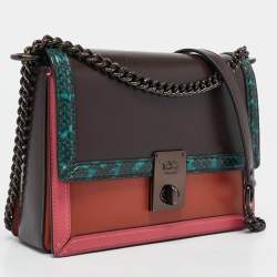 Coach Multicolor Leather and Snakeskin Hutton Shoulder Bag