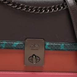 Coach Multicolor Leather and Snakeskin Hutton Shoulder Bag