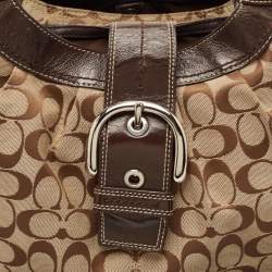 Pre Owned Coach Beige/Brown Signature Canvas and Leather Soho Lynn Hobo