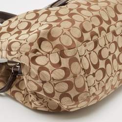 Pre Owned Coach Beige/Brown Signature Canvas and Leather Soho Lynn Hobo