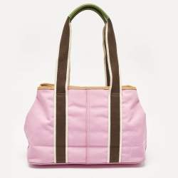 Pre Owned Coach Pink/Multicolor Nylon Y2K Hampton Tote