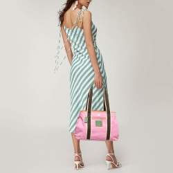 Pre Owned Coach Pink/Multicolor Nylon Y2K Hampton Tote