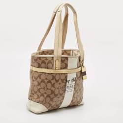 Coach Tricolor Coated Canvas Heritage Striped Tote
