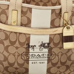 Coach Tricolor Coated Canvas Heritage Striped Tote