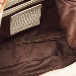 Coach Brown/Off White Leather East West Zoe Hobo