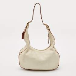 Coach Brown/Off White Leather East West Zoe Hobo