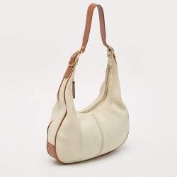 Coach Brown/Off White Leather East West Zoe Hobo