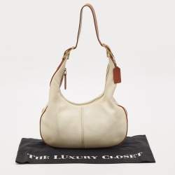 Coach Brown/Off White Leather East West Zoe Hobo