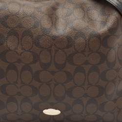 مملوكة مسبقًا Coach Dark Brown/Black Signature Coated Canvas and Leather Celeste Hobo