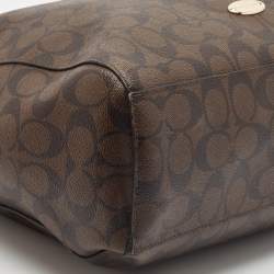 مملوكة مسبقًا Coach Dark Brown/Black Signature Coated Canvas and Leather Celeste Hobo