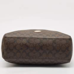 مملوكة مسبقًا Coach Dark Brown/Black Signature Coated Canvas and Leather Celeste Hobo