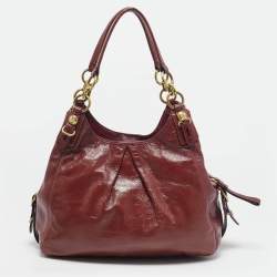 Pre Owned Coach Fuchsia Patent Leather Maggie Mia Shoulder Bag