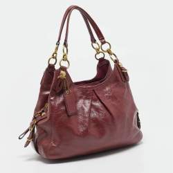 Pre Owned Coach Fuchsia Patent Leather Maggie Mia Shoulder Bag