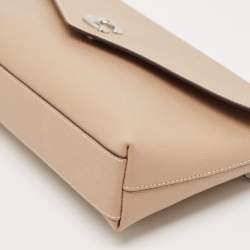 Coach Beige Leather Wyn Wristlet Pouch