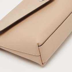 Coach Beige Leather Wyn Wristlet Pouch