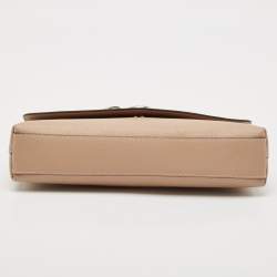 Coach Beige Leather Wyn Wristlet Pouch