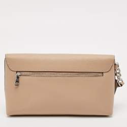 Coach Beige Leather Wyn Wristlet Pouch