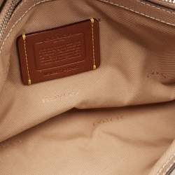 Coach Beige Leather Wyn Wristlet Pouch