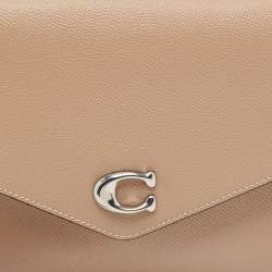Coach Beige Leather Wyn Wristlet Pouch