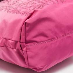 Pre Owned Coach Pink Ombre Nylon Crystal Embellished Poppy Zip Tote