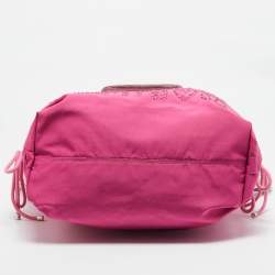 Pre Owned Coach Pink Ombre Nylon Crystal Embellished Poppy Zip Tote