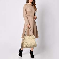 Pre Owned Coach Beige Signature Canvas and Leather Edie 31 Satchel